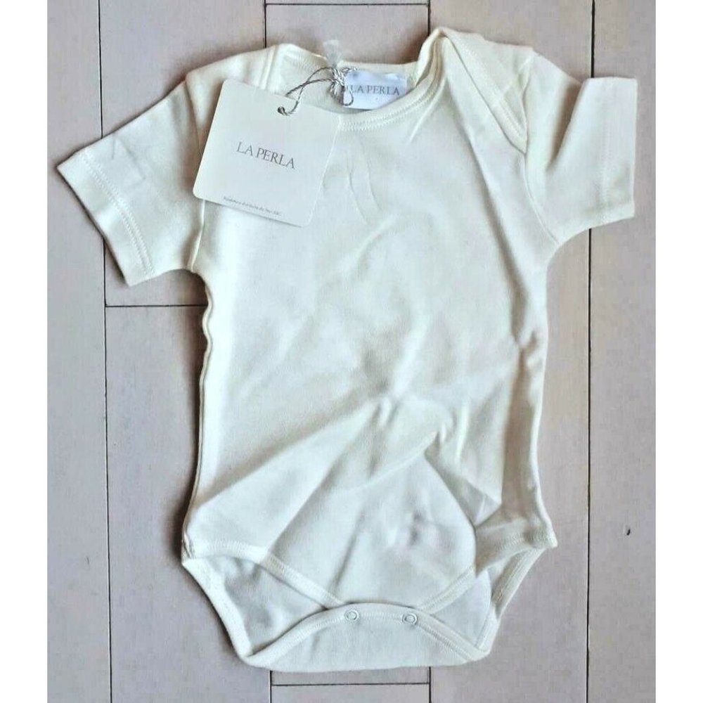 LA PERLA Baby ITALY bodysuit BOSY SCOLLO Americano Natural ( 1 Month Old )